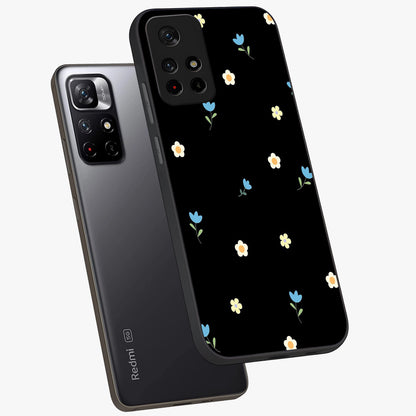 Minimal Petal Whispers Glass Case displayed in angled mockup highlighting delicate petal design with clean minimal aesthetic.