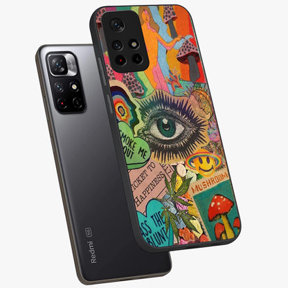 Mystic Eye Wonderland Glass Case displayed in angled mockup highlighting magical eye illustration with dreamy aesthetic.