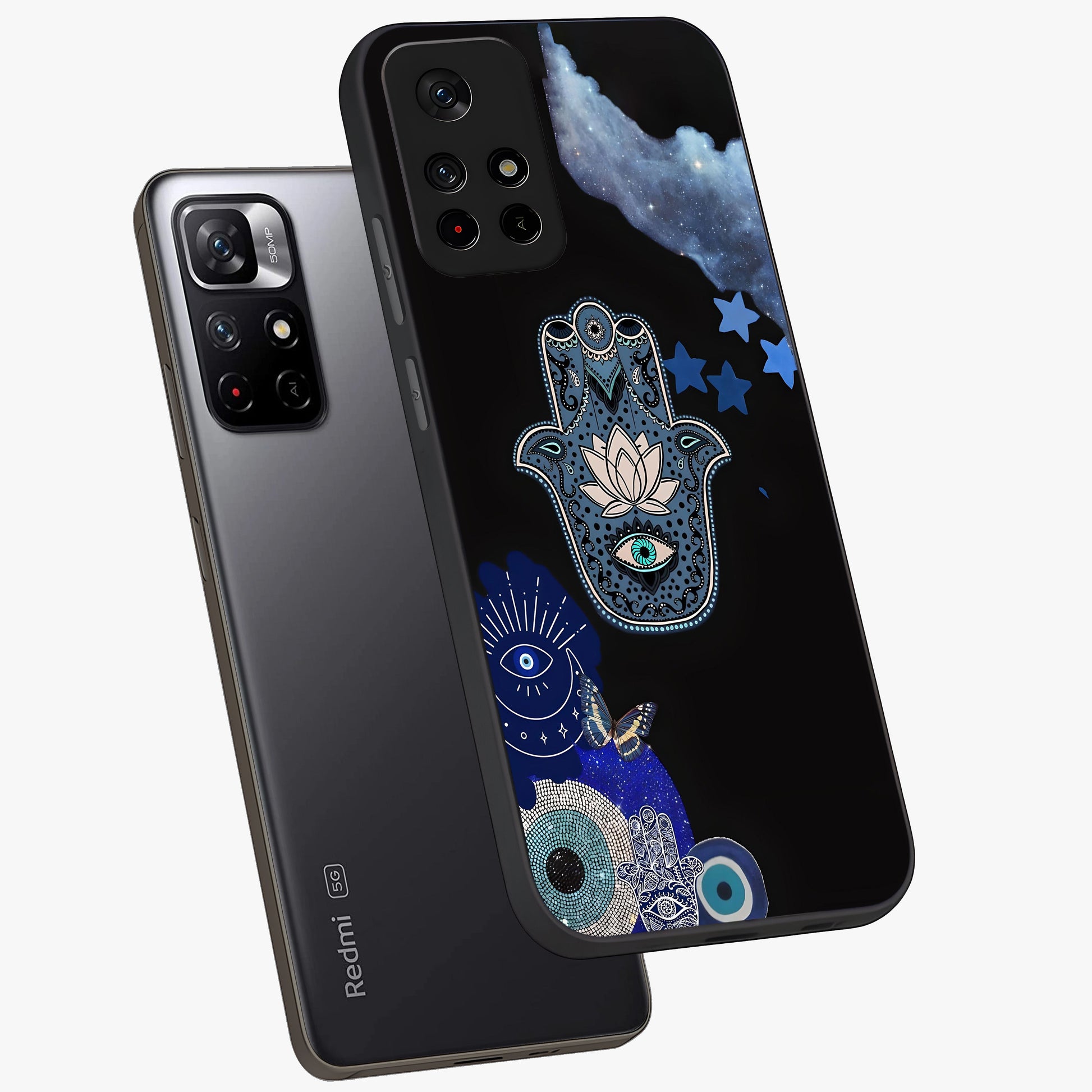 Mystic Hand Aura Glass Case displayed in angled mockup highlighting magical aura design with spiritual aesthetic style.