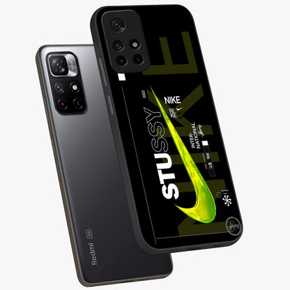 Neon Street Edition Glass Case showing flat back view with neon street style artwork and glossy glass finish.