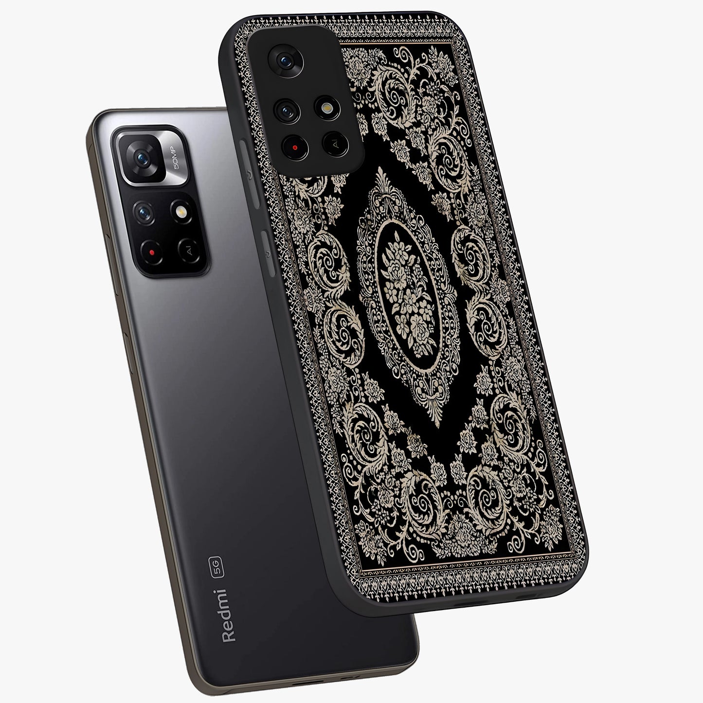 Noir Bloom Elegance Glass Case displayed in angled mockup highlighting refined flower design with stylish noir aesthetic.