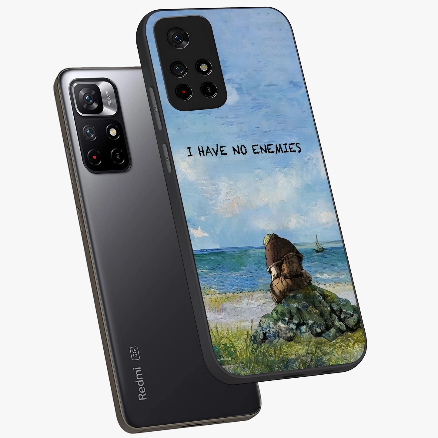 Peace Beyond War Glass Case showing flat back view with symbolic peace themed artwork and glossy glass finish.