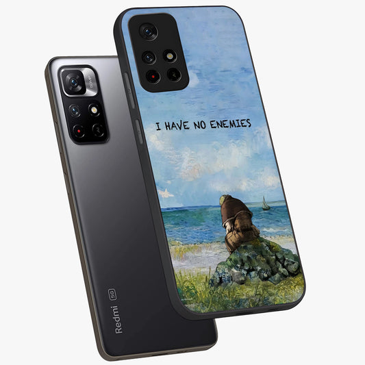 Peace Beyond War Glass Case showing flat back view with symbolic peace themed artwork and glossy glass finish.