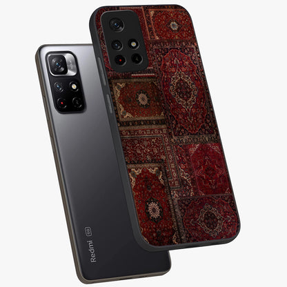 Persian Velvet Tale Glass Case showing flat back view with luxurious Persian velvet pattern artwork and glossy glass finish.