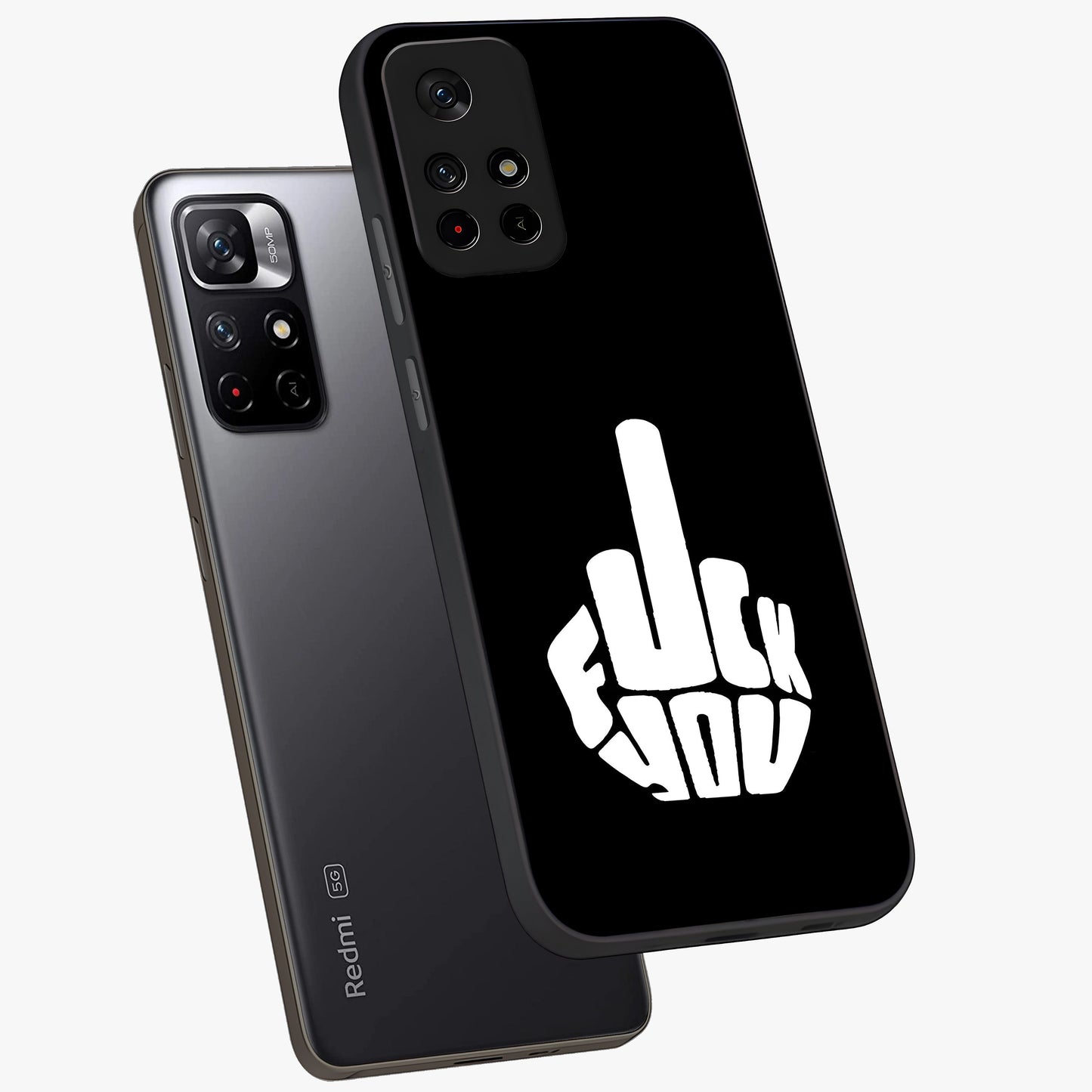 Rebel Mode On Glass Case showing flat back view with bold rebellious typography artwork and glossy glass finish.