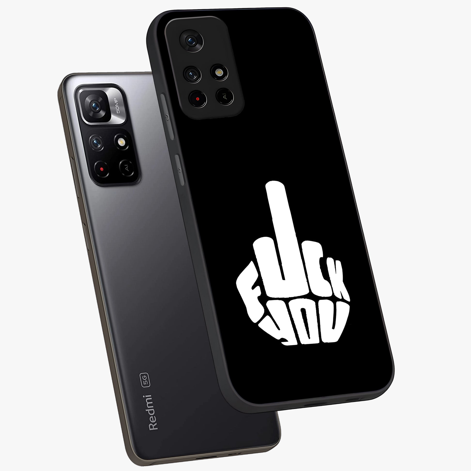Rebel Mode On Glass Case showing flat back view with bold rebellious typography artwork and glossy glass finish.