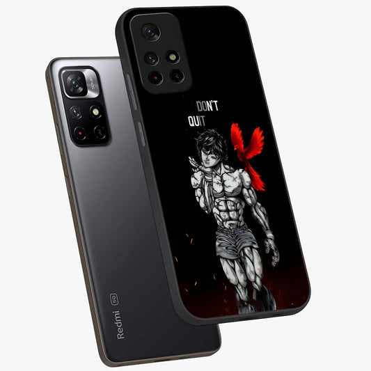 Rise Beyond Limits Glass Case showing flat back view with motivational typography artwork and glossy glass finish.