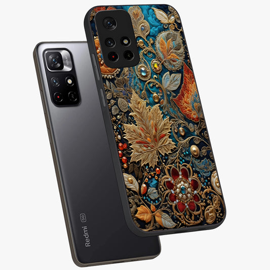 Royal Jewel Garden Glass Case showing flat back view with decorative floral garden artwork and glossy glass finish.
