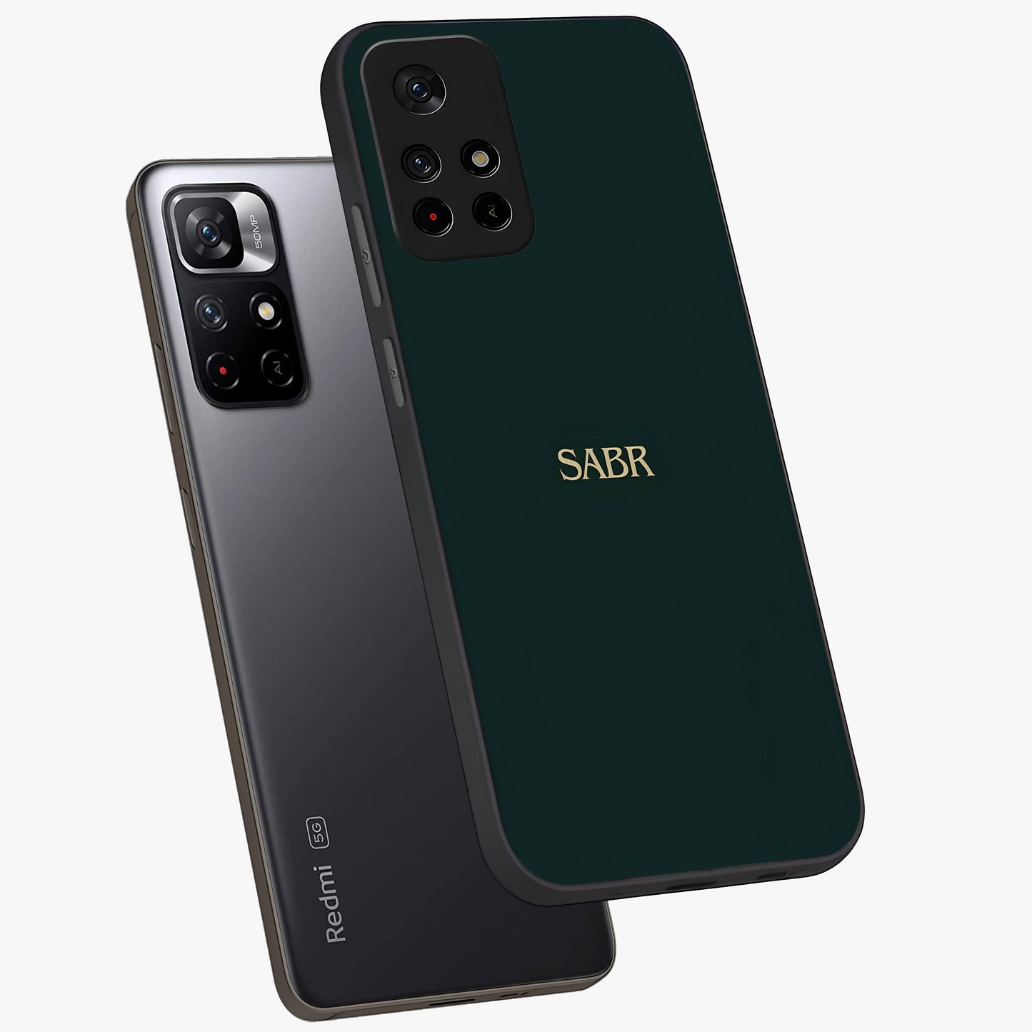 Sabr Minimal Patience Glass Case displayed in angled mockup highlighting simple inspirational design with clean aesthetic style.