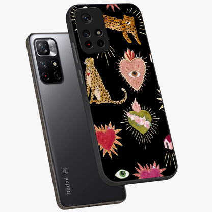 Sacred Jungle Heart Glass Case displayed in angled mockup highlighting lush tropical design with natural aesthetic style.