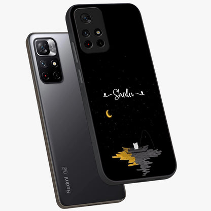 Silent Night Row Glass Case showing flat back view with calm night themed artwork and glossy glass finish.