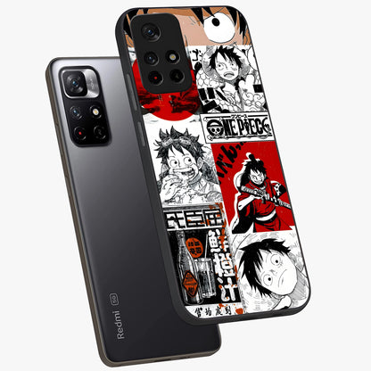Strawhat Chaos Panels Glass Case showing flat back view with anime inspired chaos panel artwork and glossy glass finish.