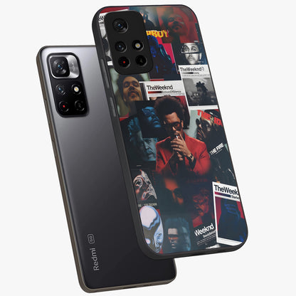 The Weeknd Glass Case showing flat back view with music inspired artistic portrait artwork and glossy glass finish.