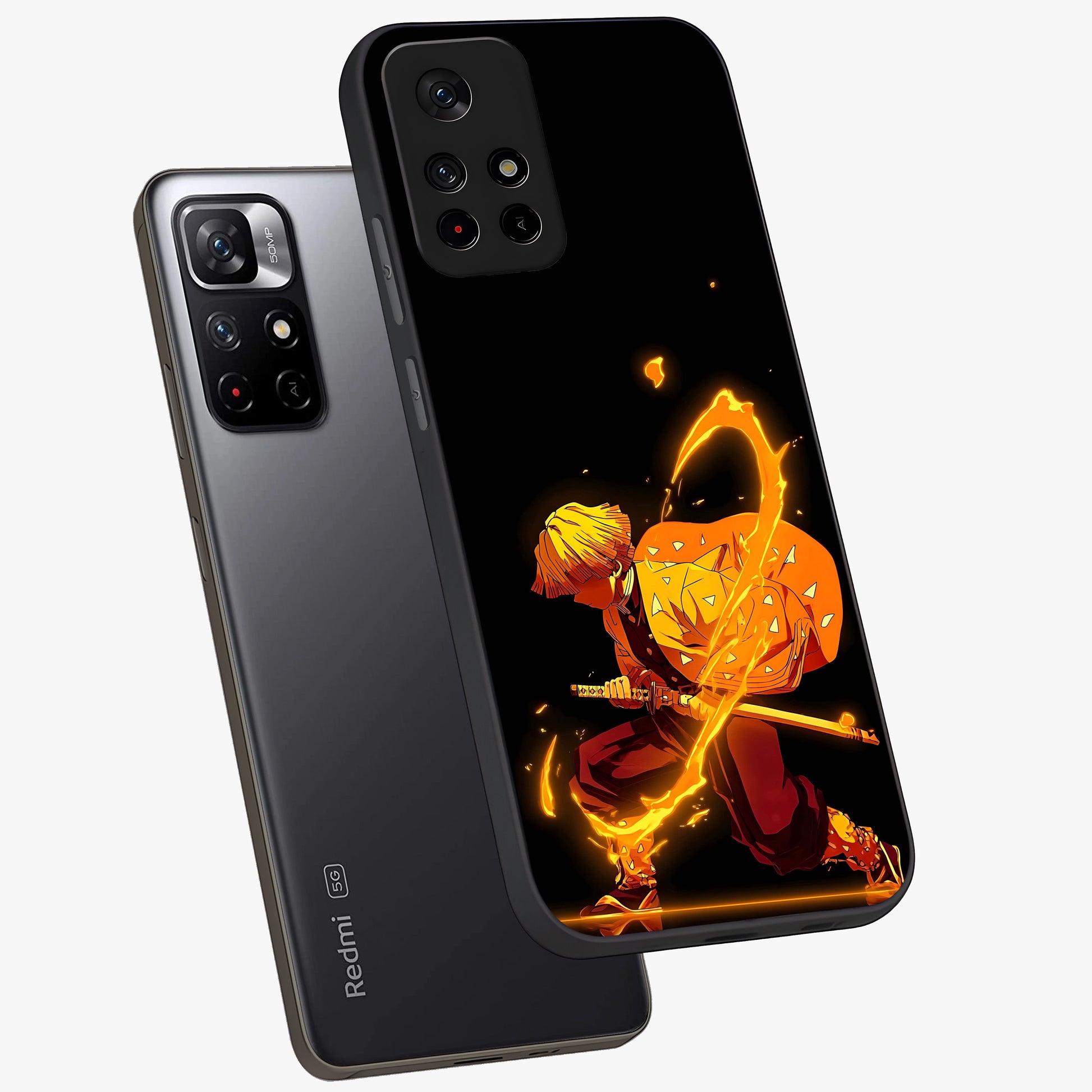 Thunder Flame Execution Glass Case showing flat back view with powerful flame and lightning artwork and glossy glass finish.