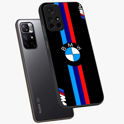 Turbo BMW Beast Glass Case showing flat back view with high performance sports car artwork and glossy glass finish.