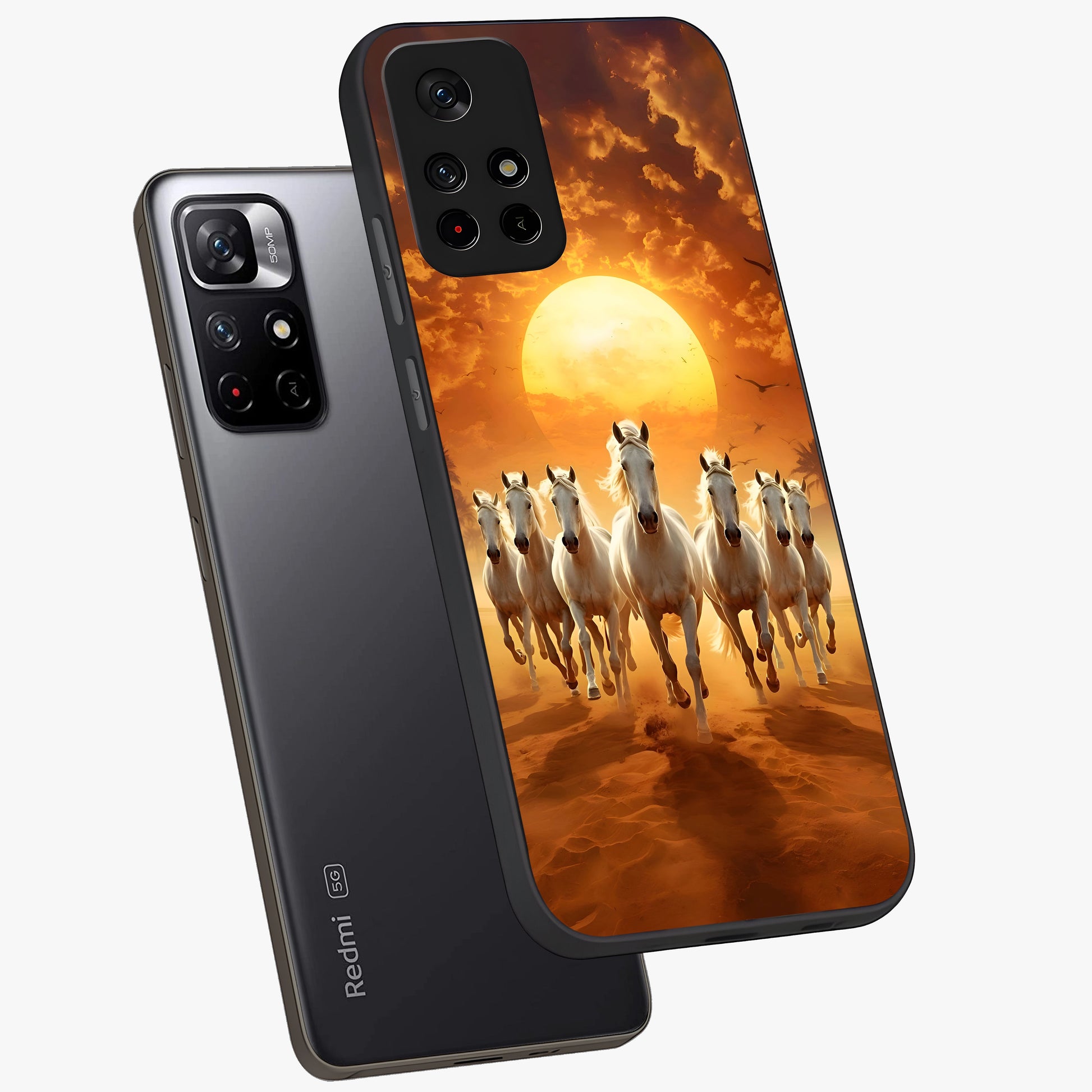 Wild Sunset Majesty Glass Case showing flat back view with majestic sunset landscape artwork and glossy glass finish.