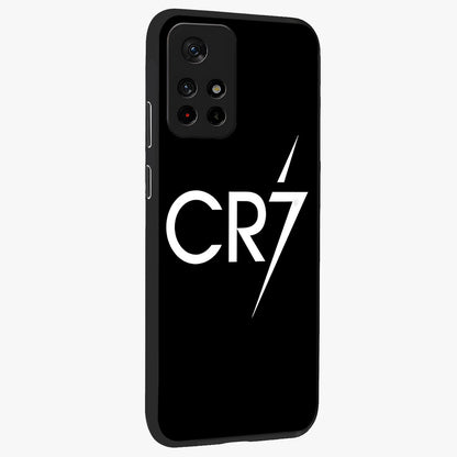 Cr7 Elite Strike Glass Case upright view showcasing energetic football inspired design with modern sports aesthetic.