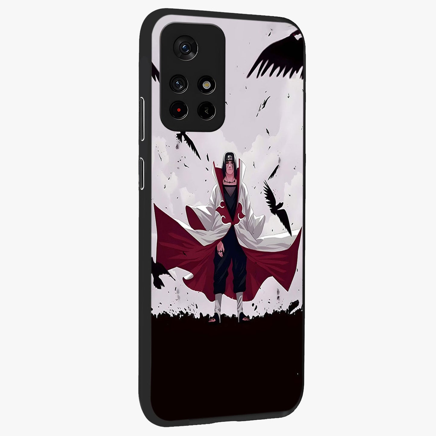 Crimson Crow Ascension Glass Case upright view showcasing dramatic crow artwork with bold gothic theme.