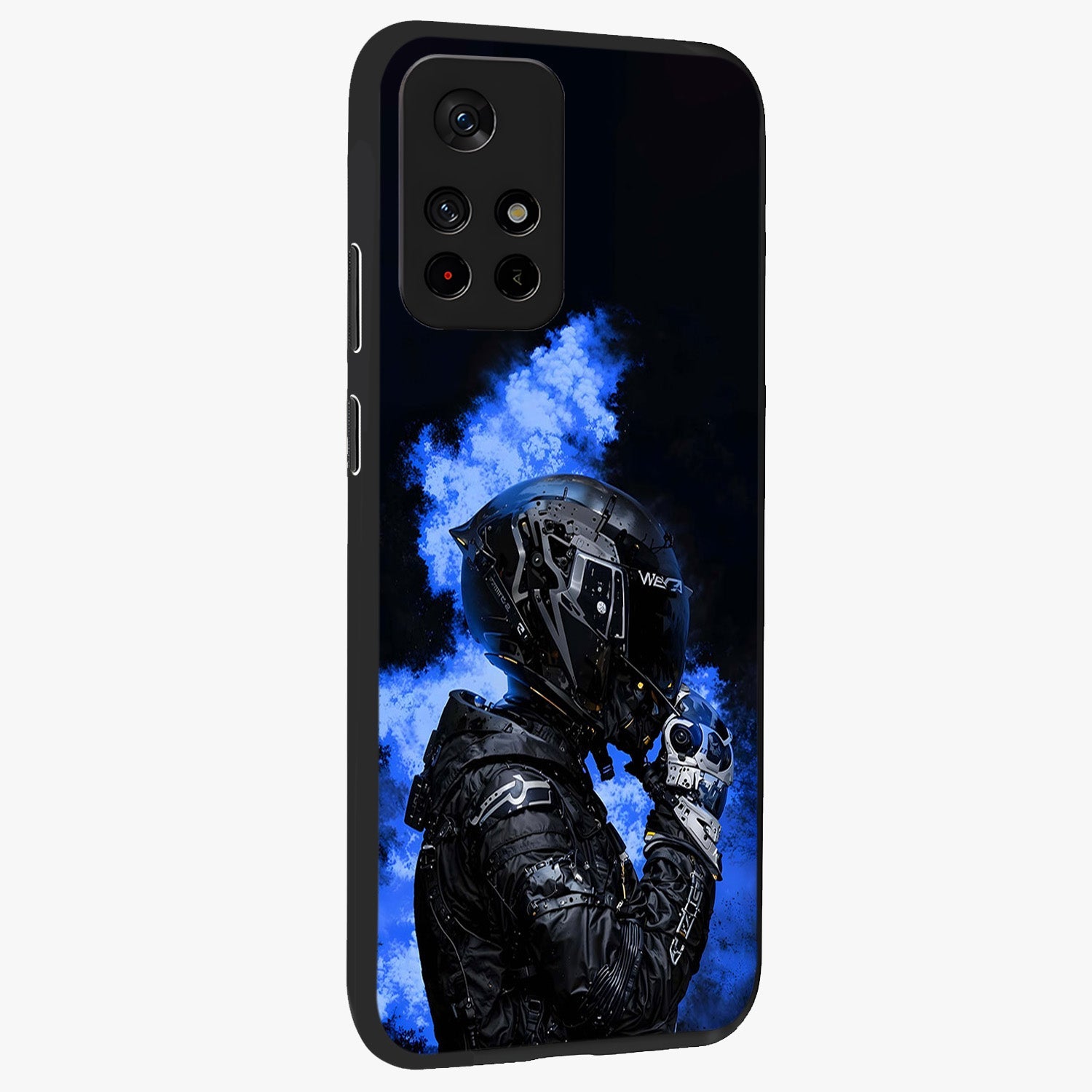 Cyber Sentinel Protocol Glass Case upright view showcasing advanced cyber sentinel artwork with futuristic tech theme.