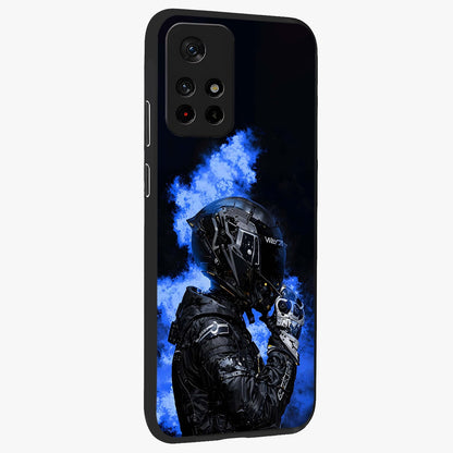 Cyber Sentinel Protocol Glass Case upright view showcasing advanced cyber sentinel artwork with futuristic tech theme.