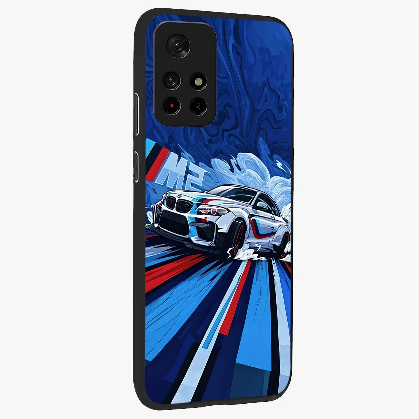 Drift Power Rush Glass Case displayed in angled mockup highlighting powerful drift car design with sporty aesthetic style.