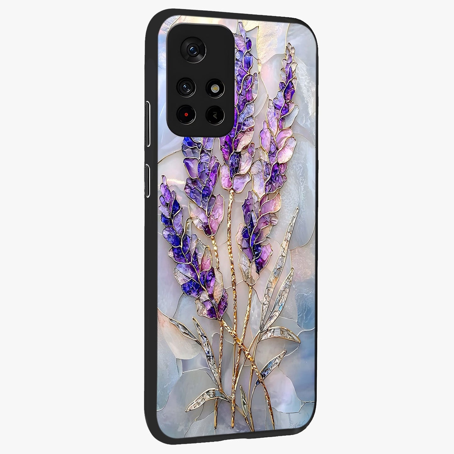 Lavender Dream Glow Glass Case displayed in angled mockup highlighting dreamy purple glow design with soft artistic style.