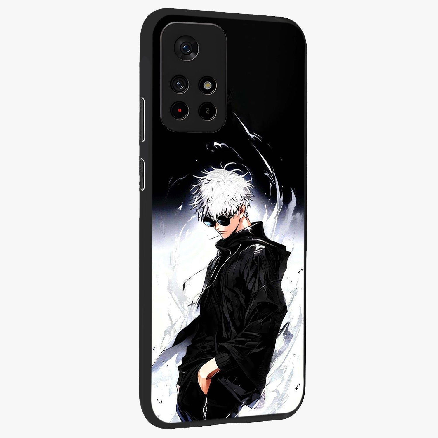 Limitless Shadow King Glass Case upright view showcasing bold shadow warrior artwork with epic fantasy theme.
