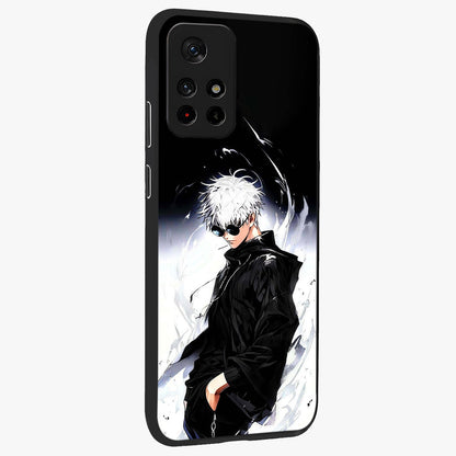 Limitless Shadow King Glass Case upright view showcasing bold shadow warrior artwork with epic fantasy theme.