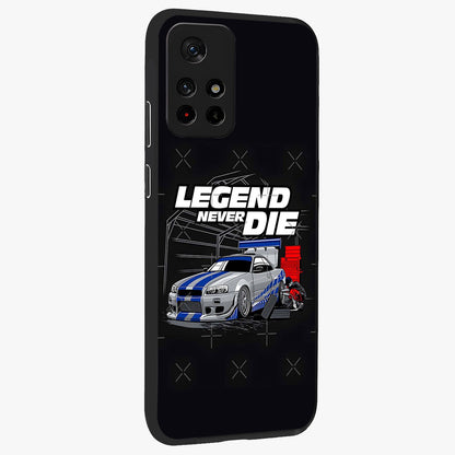 Midnight Racing Legacy Glass Case displayed in angled mockup highlighting dynamic automotive design with bold midnight aesthetic.