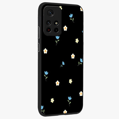 Minimal Petal Whispers Glass Case upright view showcasing elegant floral artwork with modern minimalist style.