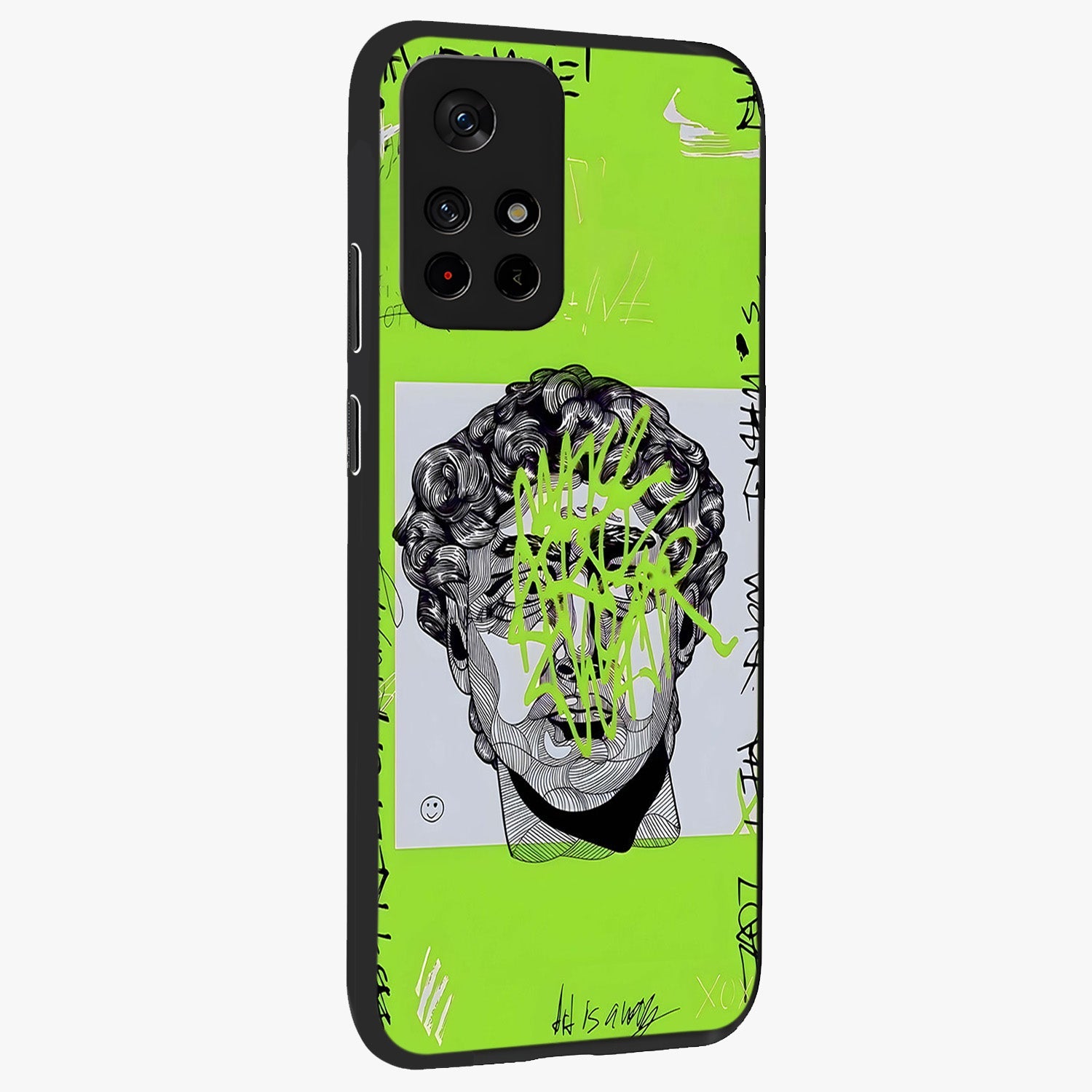 Neo Graffiti Rebellion Glass Case displayed in angled mockup highlighting urban street art design with rebellious aesthetic.