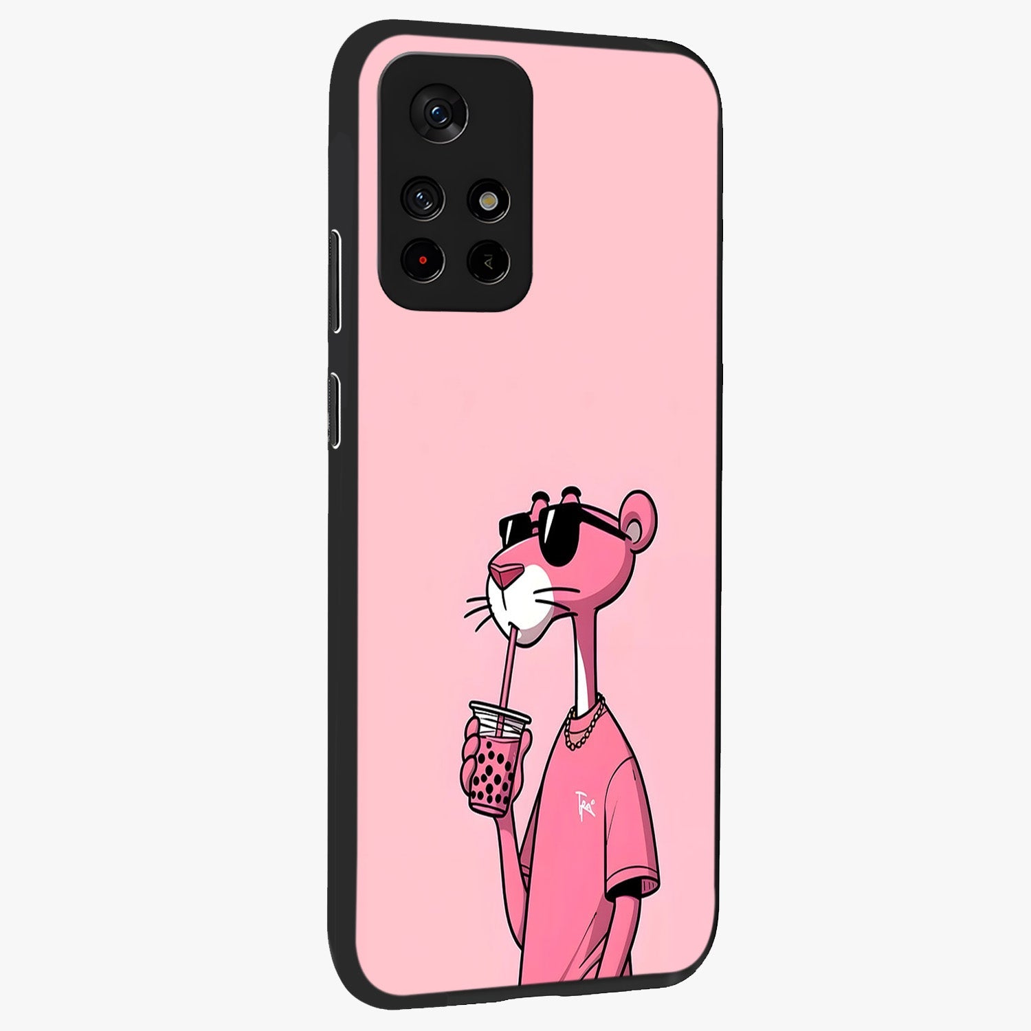 Pink Panther Glass Case displayed in angled mockup highlighting playful cartoon character design with vibrant pink aesthetic.