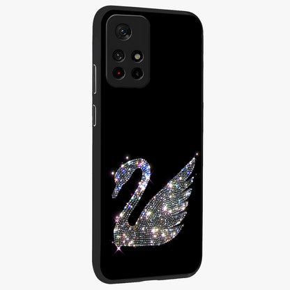 Starlit Swan Grace Glass Case upright view showcasing beautiful swan artwork with peaceful night themed design.