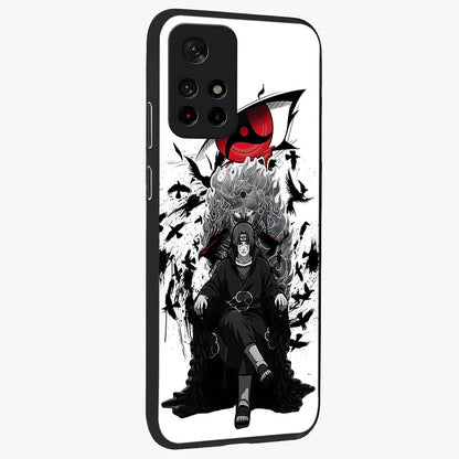 Uchiha Shadow Throne Glass Case displayed in angled mockup highlighting glowing aquatic design with celestial aesthetic.
