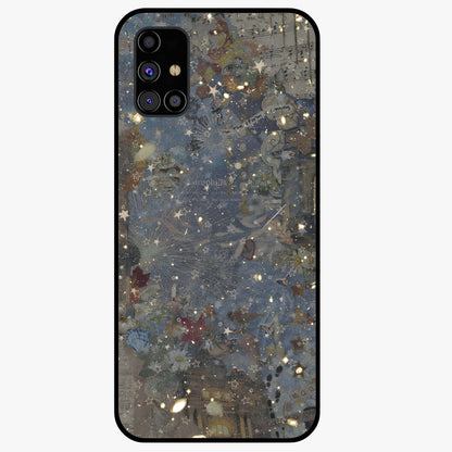 Aesthetic Astrolophia Glass Case showing flat back view with dreamy aesthetic design and glossy glass finish.