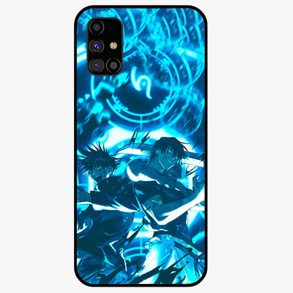 Cursed Energy Clash Glass Case showing flat back view with intense cursed energy artwork and glossy glass finish.
