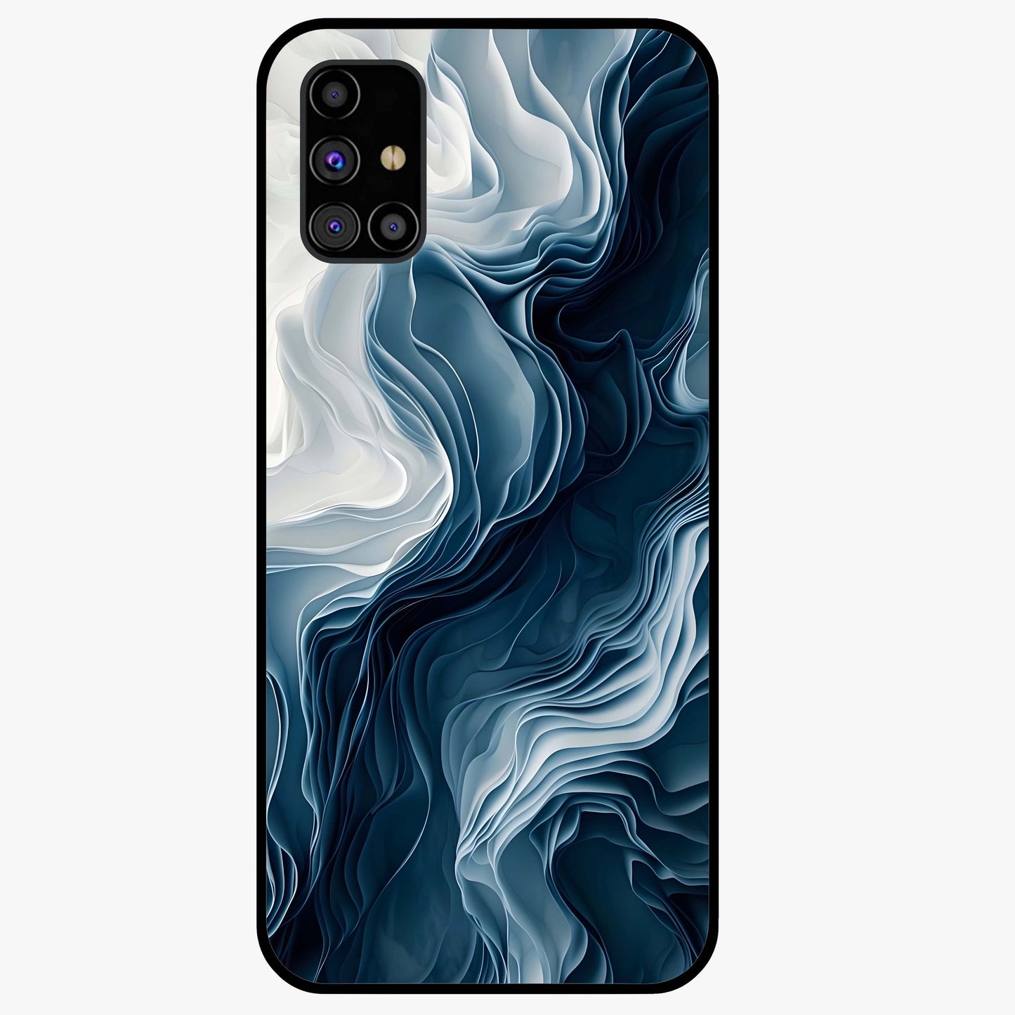 Ethereal Paper Marble Glass Case showing flat back view with soft marble paper texture artwork and glossy glass finish.