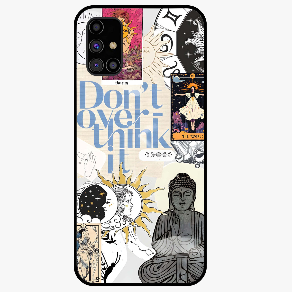 Ethereal Thoughts Glass Case showing flat back view with dreamy artistic artwork and glossy glass finish.