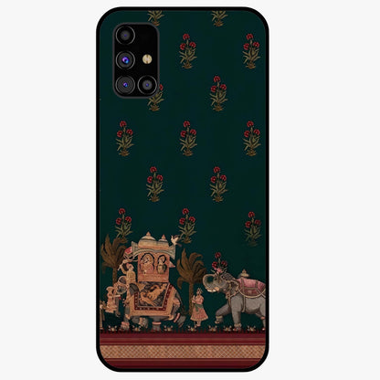 Macmerise Glass Case showing flat back view with stylish modern artwork and glossy glass finish.