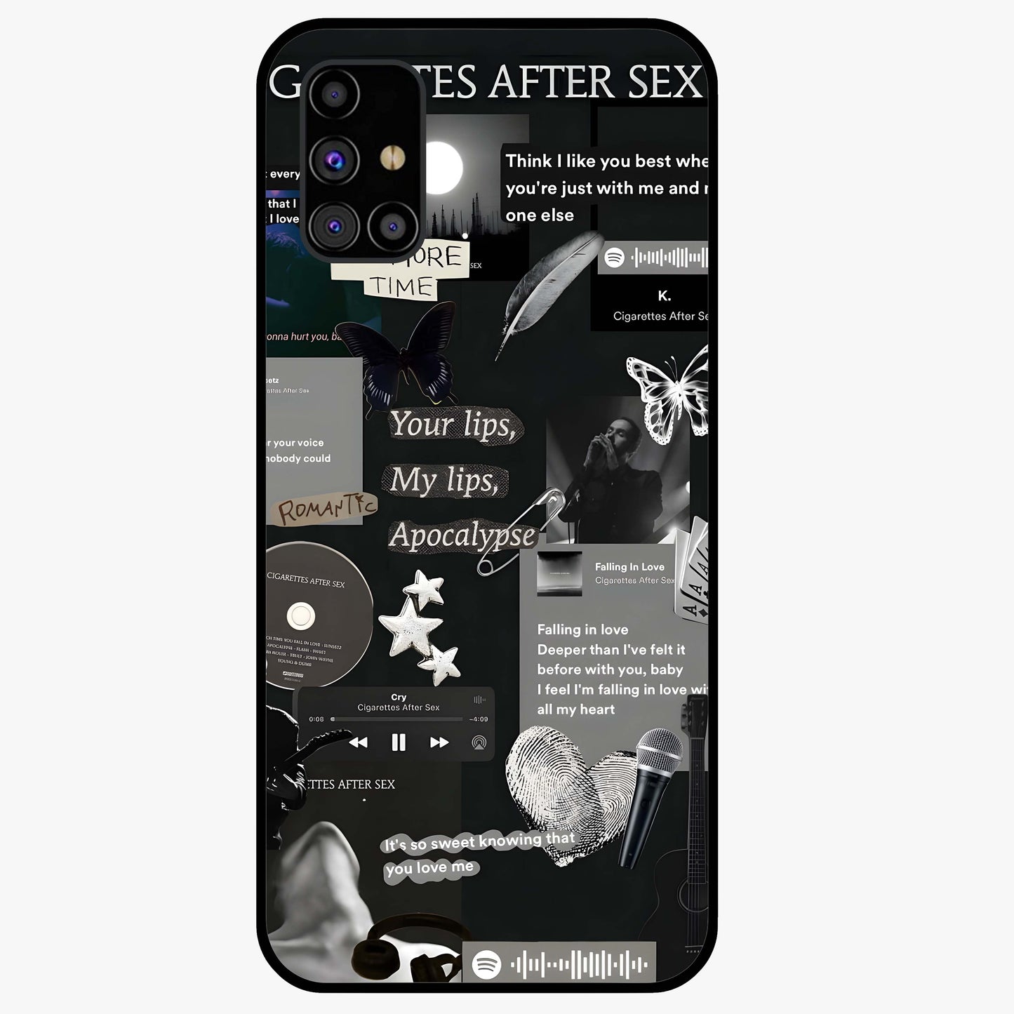 Midnight Love Echo Glass Case showing flat back view with romantic midnight themed artwork and glossy glass finish.