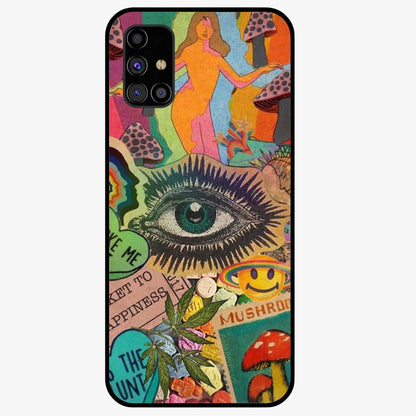 Mystic Eye Wonderland Glass Case showing flat back view with mystical eye themed artwork and glossy glass finish.