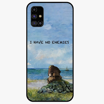 Peace Beyond War Glass Case showing flat back view with symbolic peace themed artwork and glossy glass finish.