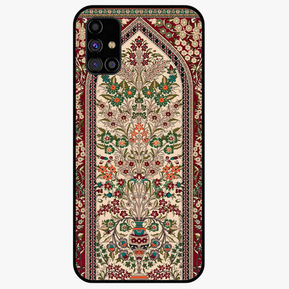 Persian Inspired Glass Case showing flat back view with ornate Persian style pattern artwork and glossy glass finish.