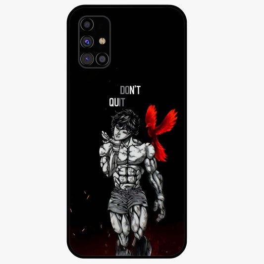 Rise Beyond Limits Glass Case showing flat back view with motivational typography artwork and glossy glass finish.