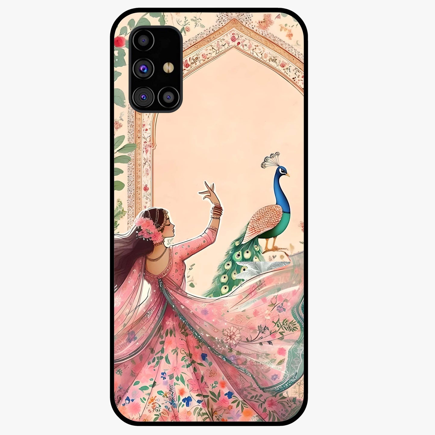 Royal Grace Muse Glass Case showing flat back view with elegant artistic artwork and glossy glass finish.