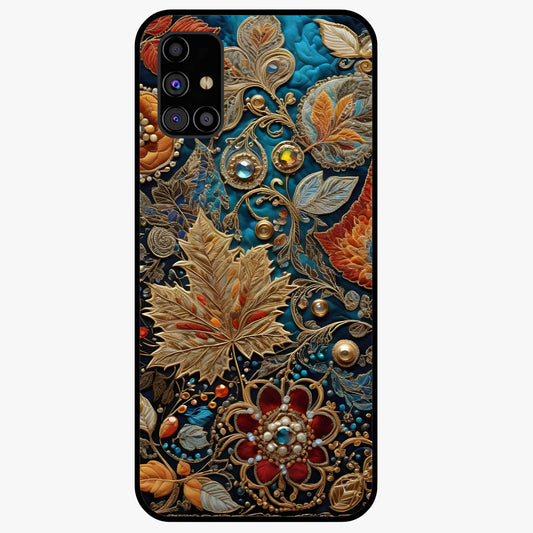 Royal Jewel Garden Glass Case showing flat back view with decorative floral garden artwork and glossy glass finish.