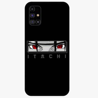 Scarlet Gaze Dominance Glass Case showing flat back view with striking red themed artwork and glossy glass finish.