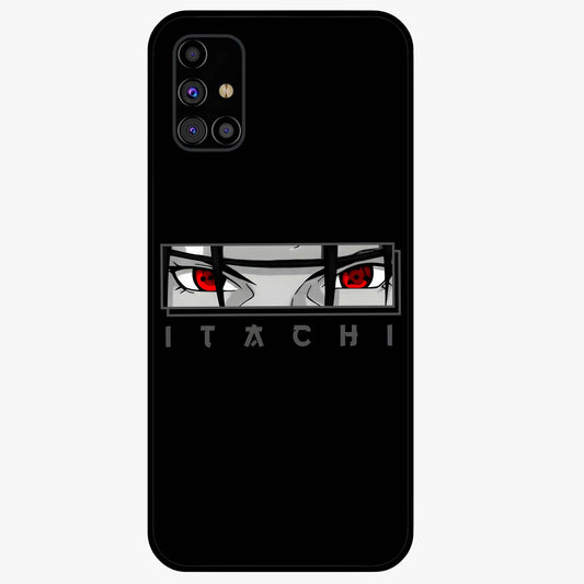 Scarlet Gaze Dominance Glass Case showing flat back view with striking red themed artwork and glossy glass finish.