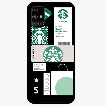 Starbucks Mocha Glass Case showing flat back view with coffee inspired artwork and glossy glass finish.