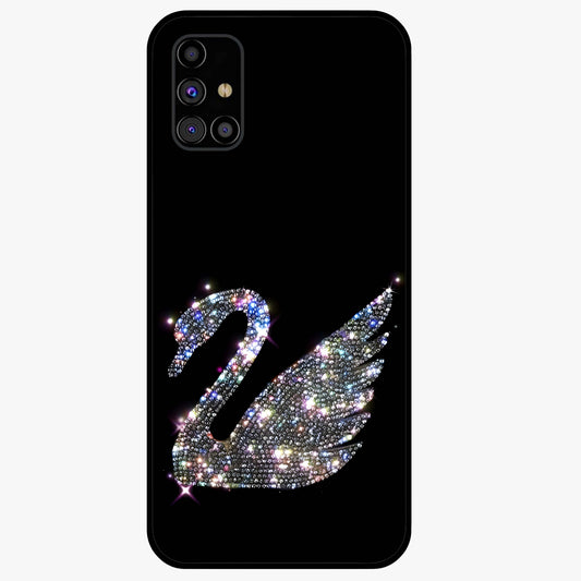 Starlit Swan Grace Glass Case showing flat back view with graceful swan artwork under starry sky and glossy glass finish.